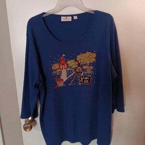 Quacker Factory Woman's top ABC 123 back to school top XL